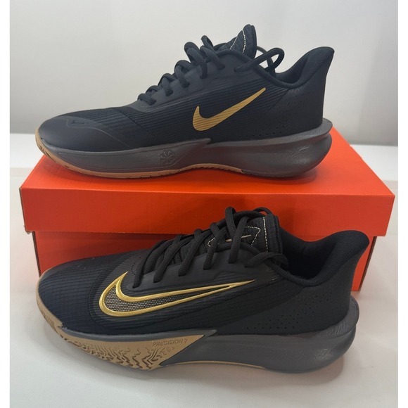 Nike Other - Nike Precision VII Black Metallic Gold Mens Basketball Shoes FN4322-006 7 NEW